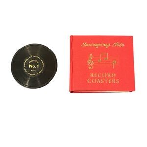 Restoration Hardware Red and Gold Record Coasters